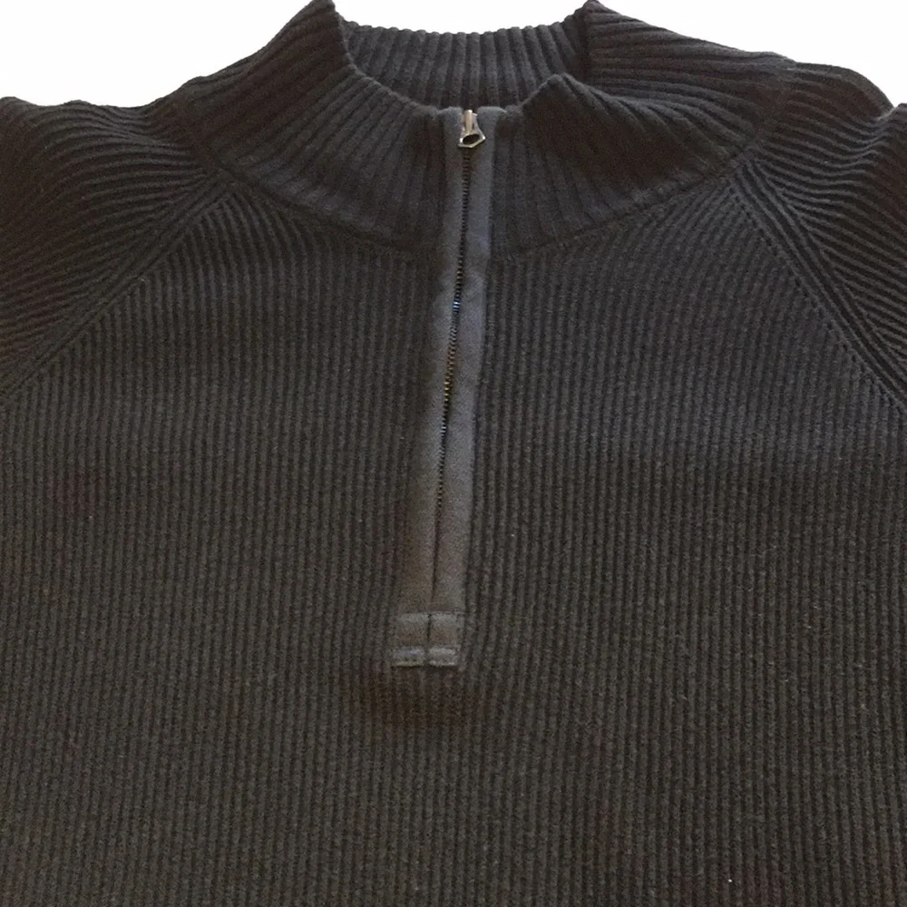 Polo Jean Company Ralph Lauren Navy Ribbed Quarter Zip Heavy Cotton Sweater XXL